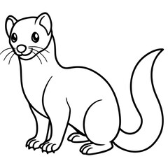 Cute Line Art Weasel Silhouette Black Vector Illustration