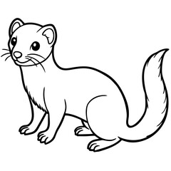 Cute Line Art Weasel Silhouette Black Vector Illustration
