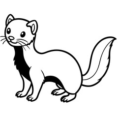 Cute Line Art Weasel Silhouette Black Vector Illustration