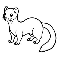 Cute Line Art Weasel Silhouette Black Vector Illustration