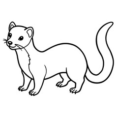 Cute Line Art Weasel Silhouette Black Vector Illustration