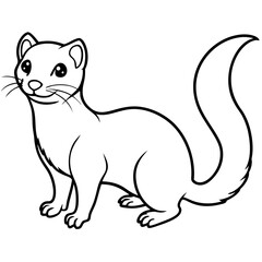 Cute Line Art Weasel Silhouette Black Vector Illustration