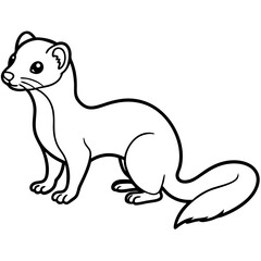 Cute Line Art Weasel Silhouette Black Vector Illustration