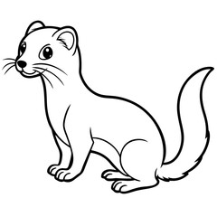 Cute Line Art Weasel Silhouette Black Vector Illustration