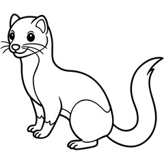 Cute Line Art Weasel Silhouette Black Vector Illustration