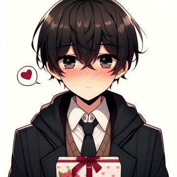 Chibi Tsundere Boy with Valentine&rsquo;s Gift Bag