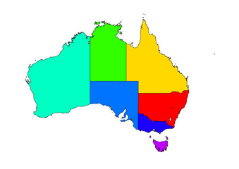 map with colour in australia
