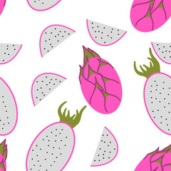 Vector seamless pattern with a dragon fruit.