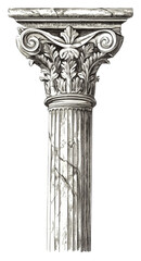 Obraz premium Detailed depiction of a Corinthian column design isolated on transparent background