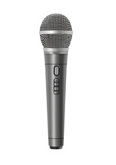 Close up illustration of a silver microphone.