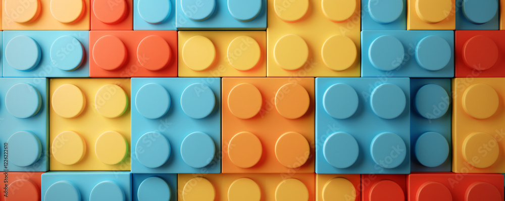 Poster Building a vibrant and lively atmosphere with colorful plastic construction blocks