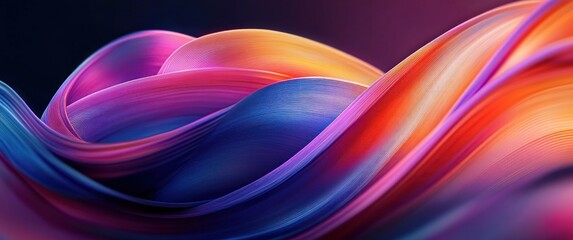 Vibrant Flowing Ribbons Abstract Digital Art Modern Design Gradient Lighting
