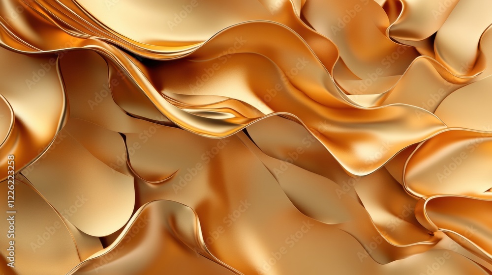 Poster dynamic golden wave fabric texture studio setting abstract photography warm environment close-up ele