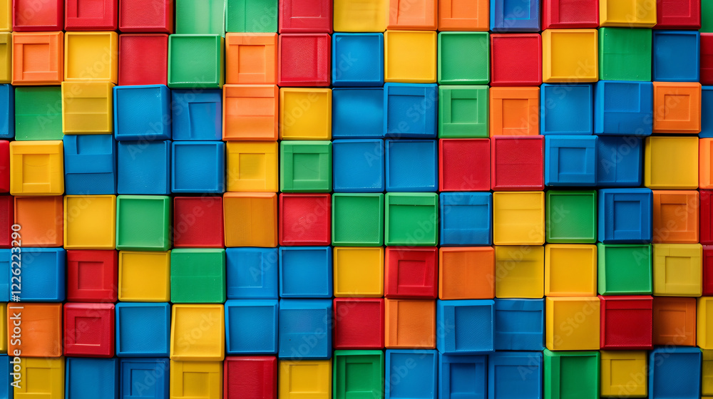 Aufkleber vibrant plastic cube wall creating a geometric pattern, perfect for backdrops