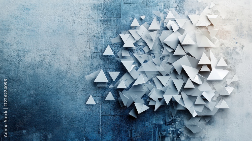 Poster dynamic triangle composition abstract space digital art modern design aerial view geometric concepts
