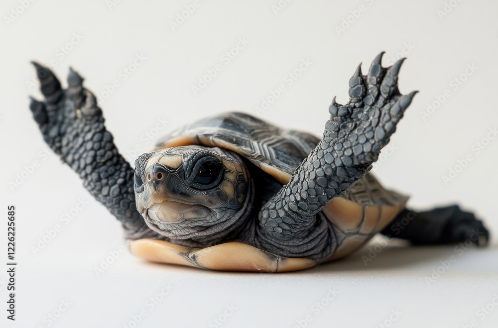 Poster realistic turtle figure with outstretched limbs displayed against a light background perfect for edu