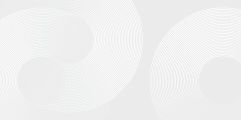 White circle glowing geometric lines on gray background. Modern shiny blue circle lines pattern art simple modern design