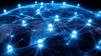 Global network connections with futuristic digital pins visualization across the world : Generative AI