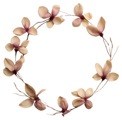 PNG Real pressed magnolia flowers jewelry circle wreath.