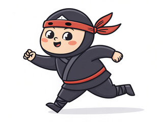 cartoon ninja warrior running 