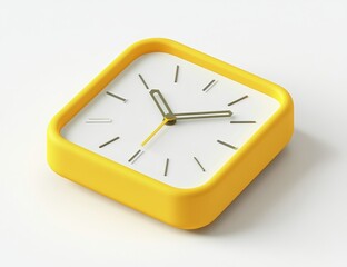 Yellow square clock showing the time. (5)