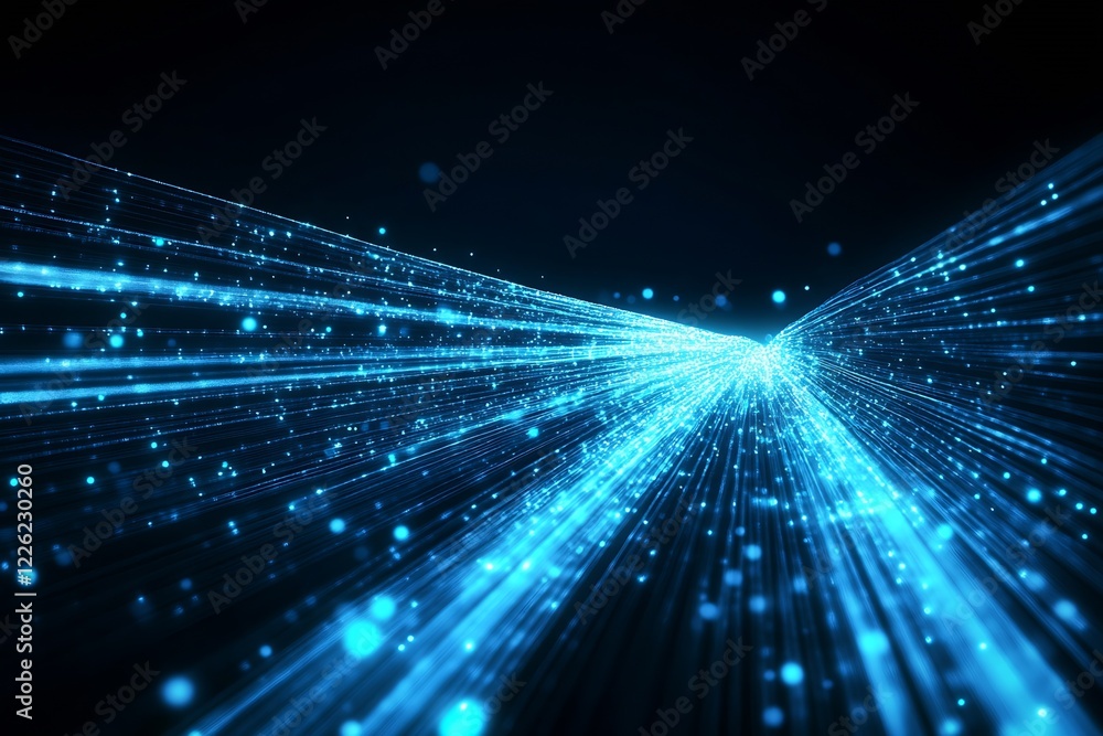 Aufkleber futuristic blue light trails representing high speed data transfer concept : generative ai