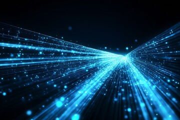 Futuristic Blue Light Trails Representing High Speed Data Transfer Concept : Generative AI