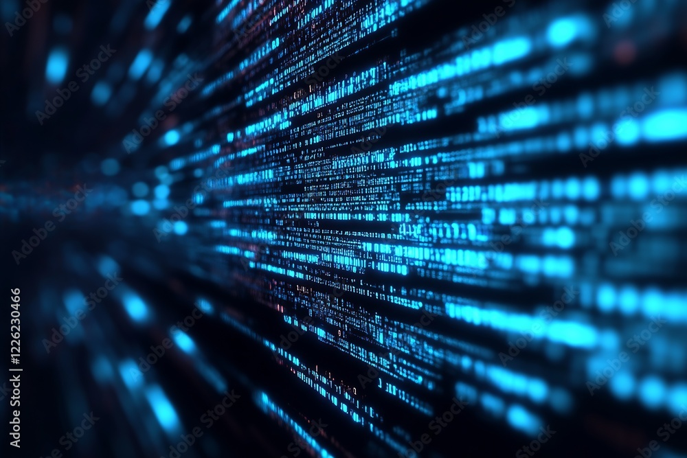 Poster Abstract Digital Data Stream Motion with Bright Technology Light Patterns : Generative AI