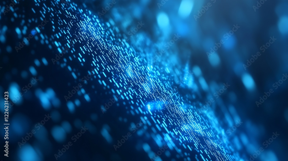 Leinwandbilder Glowing Blue Particle Wave in Digital Abstract Background : Generative AI