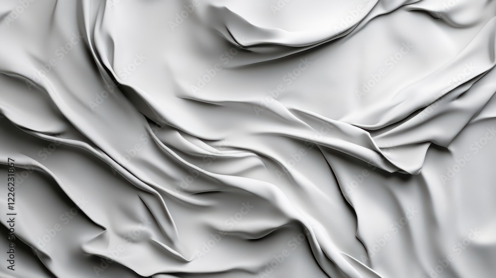Poster textured white fabric flowing in abstract design studio setting digital image minimalist environment