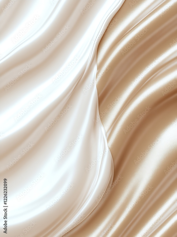 Poster Luxurious Gold and White Silk Texture with Flowing Abstract Elegant Background Design : Generative AI