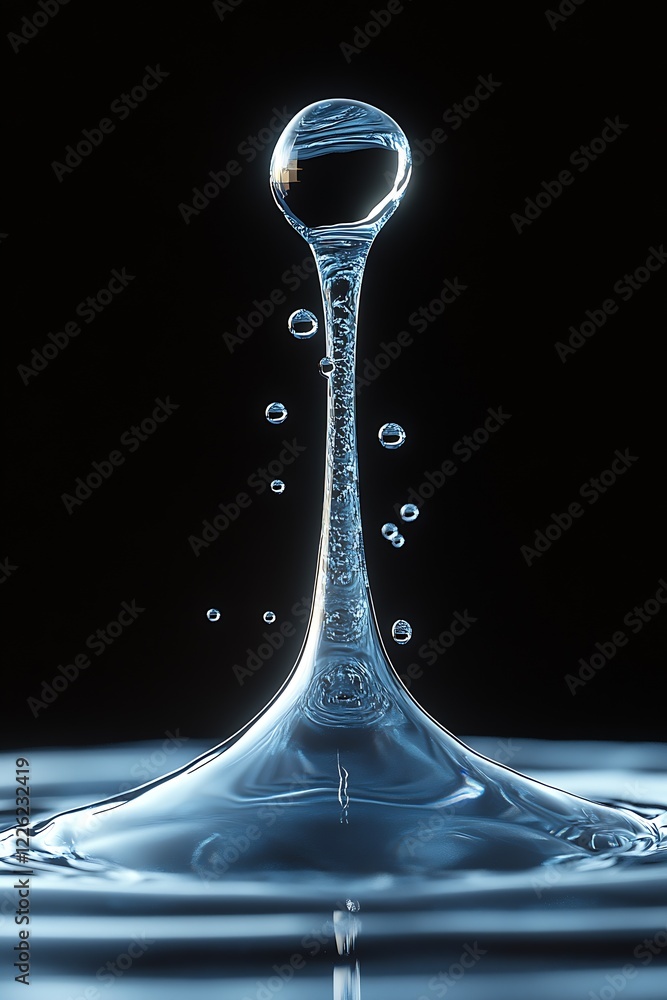 Poster High Speed Water Drop Impact Creating Stunning Splash Effect : Generative AI