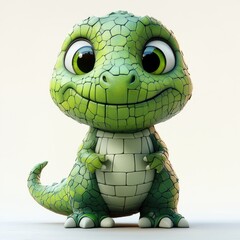 Fototapeta premium Playful Green T-Rex Dinosaur Cartoon Character