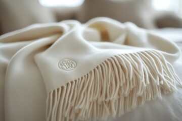Soft cashmere scarf with customized initials perfect for cozy moments in any season