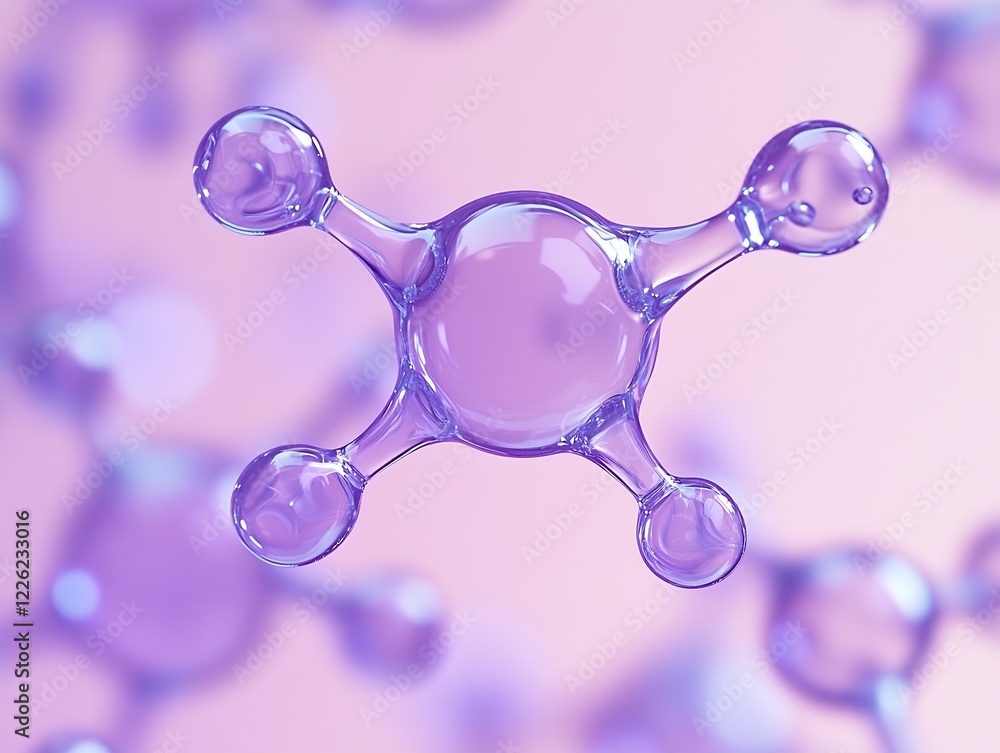 Poster closeup of purple molecular structure on soft pink background for science and medicine : generative 
