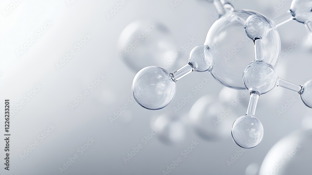 Poster innovative depiction of a molecular structure highlighting transparent glass connections : generativ
