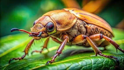 Fototapeta premium Close-Up Giant Brown Beetle in Wild Nature: Entomology Photography, Macro Insect, Wildlife Fauna