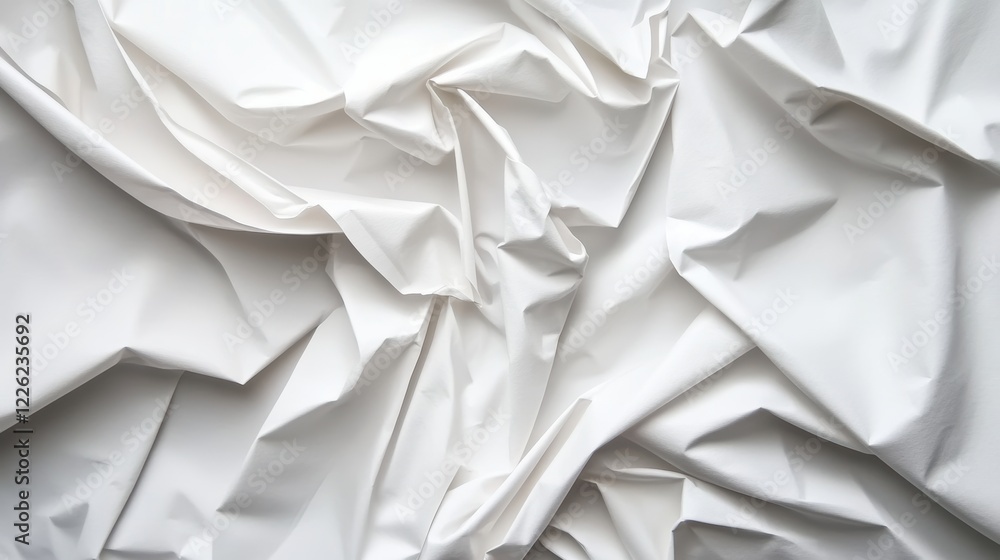 Poster crumpled white paper texture studio image minimalist close-up abstract design for creative projects