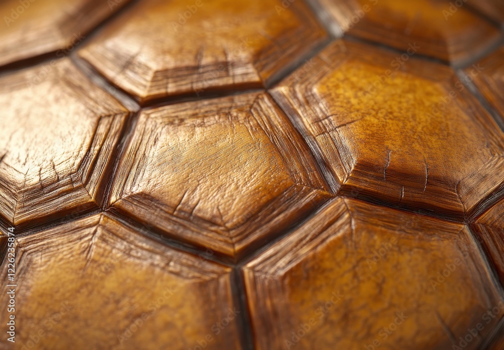 Poster textured close-up image showing the intricate patterns of a turtle shell with glossy surface highlig