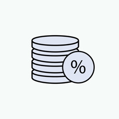 Tax icon. Income Deduction Symbol - Vector. Applicable to Design Elements, Presentations, Websites or Applications. 