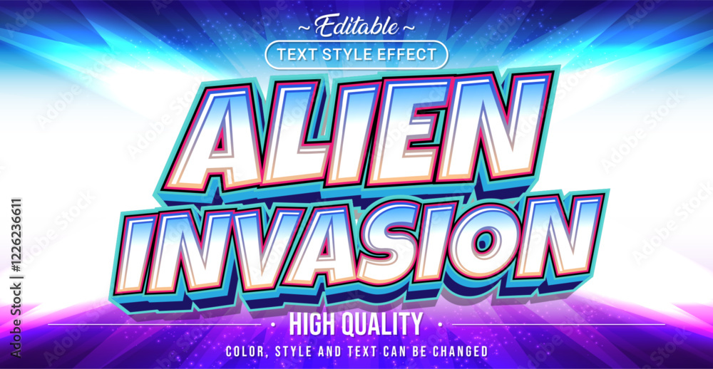 Aufkleber Editable text style effect - Alien Invasion text style theme.