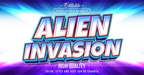 Editable text style effect - Alien Invasion text style theme. © Rtn_Studio