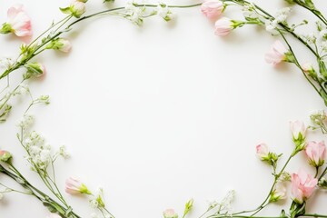 Naklejka premium Delicate pink and white flowers arranged in a circular pattern on a light background for artistic decoration