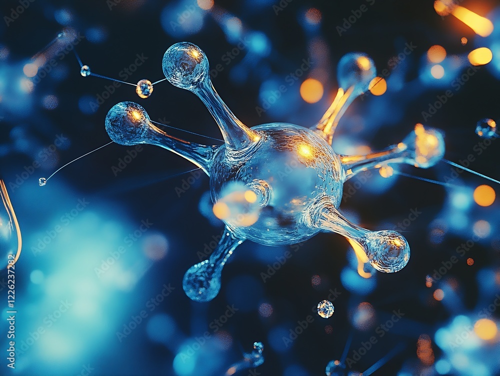 Poster Innovative Molecular Structure Visualization with Dynamic Lighting in Futuristic Scientific Artwork : Generative AI