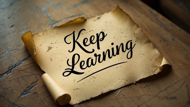 Keep Learning message on paper