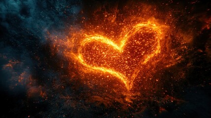 Fiery Heart: A Burning Symbol of Passion