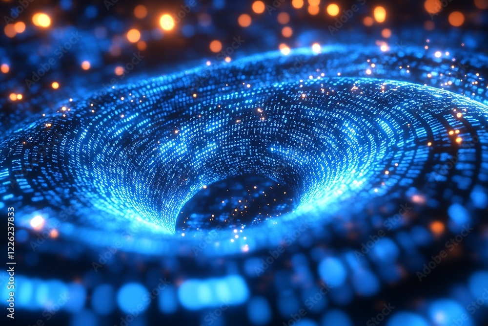 Leinwandbilder futuristic digital vortex with glowing blue particles and abstract light matrix design : generative 