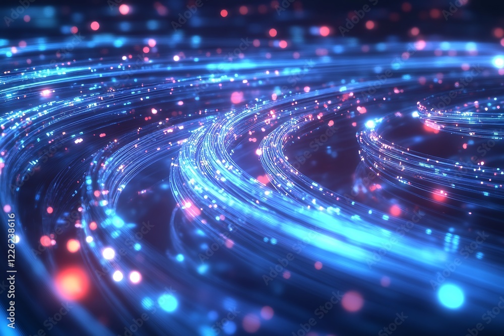 Poster abstract blue and red neon light patterns creating dynamic futuristic visual effects : generative ai