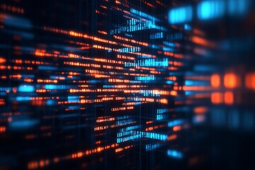 High-Tech Abstract Digital Background with Vivid Blue and Red Lights : Generative AI