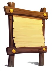 Fototapeta premium Blank wooden sign with parchment paper. (1)